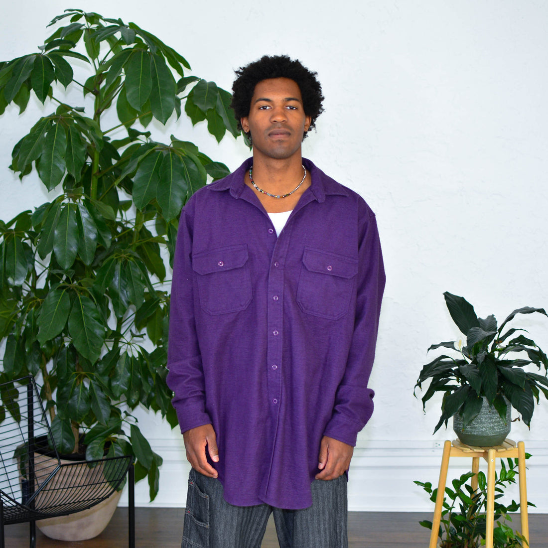 Vintage Woolrich Purple Fleece Long Sleeve Button Up