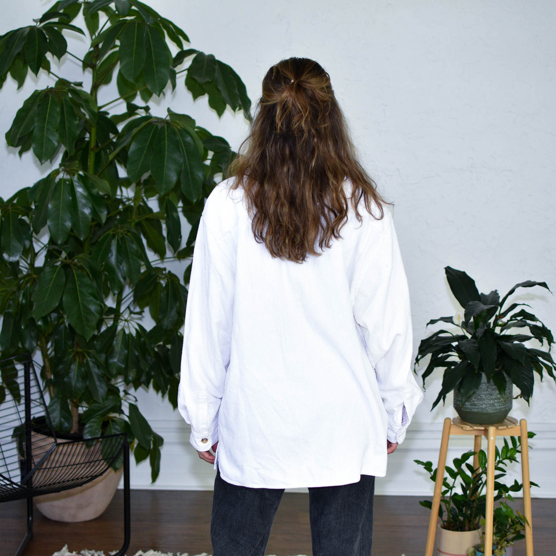 Vintage Cherokee White Corduroy Long Sleeve Button Up