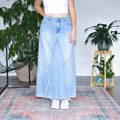 Y2k Hot Kiss Denim Maxi Skirt