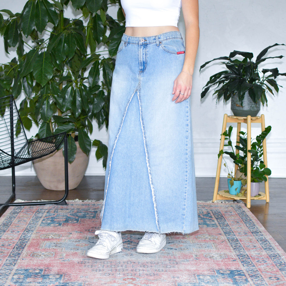 Y2k Hot Kiss Denim Maxi Skirt