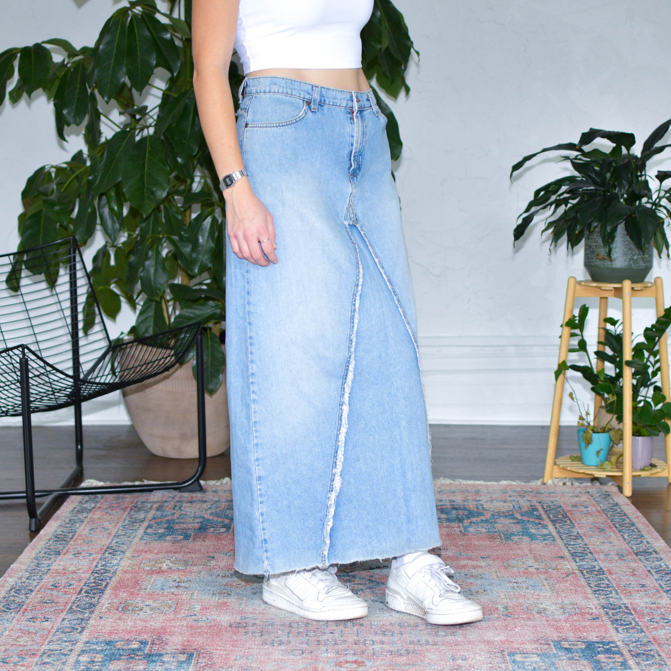 Y2k Hot Kiss Denim Maxi Skirt