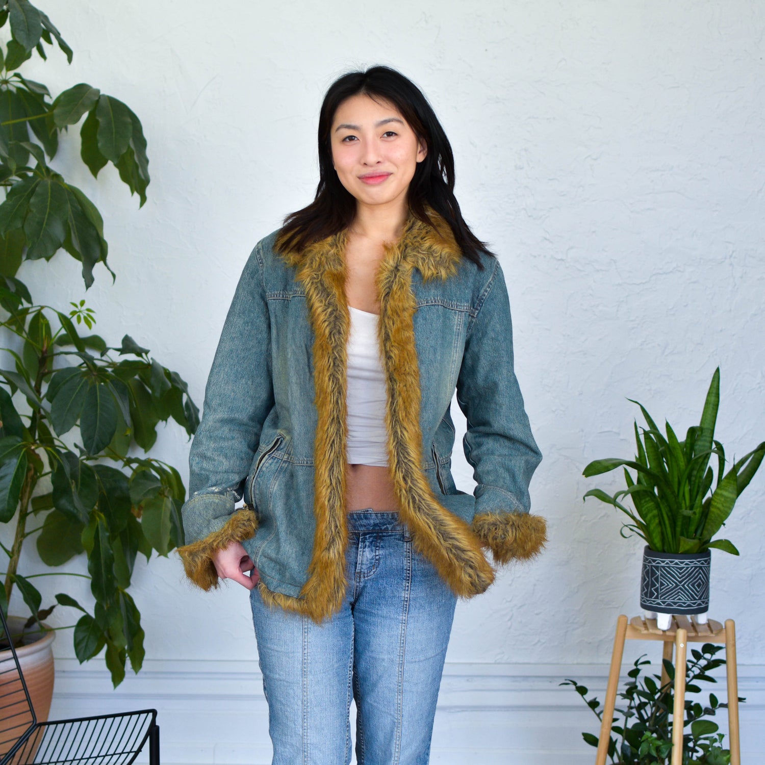 Vintage Y2K Mixit Faux Fur Denim Coat