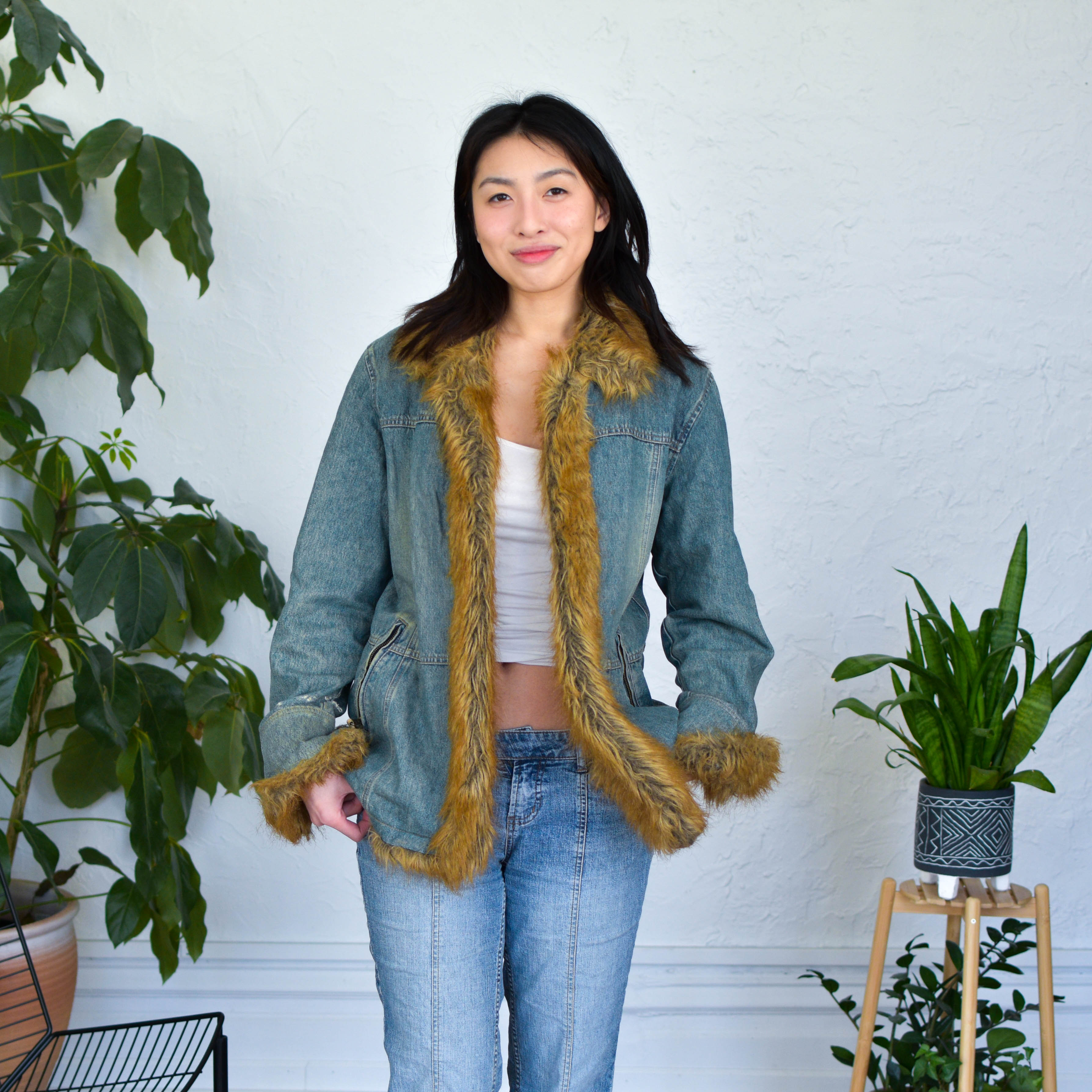 Vintage Y2K Mixit Faux Fur Denim Coat