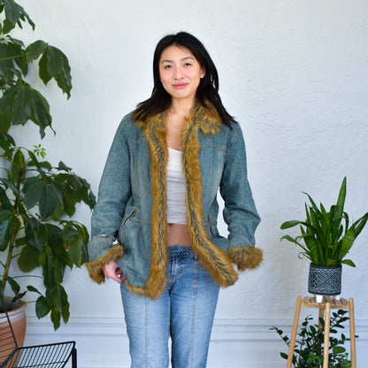 Vintage Y2K Mixit Faux Fur Denim Coat