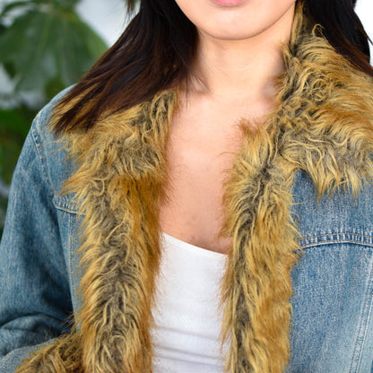 Vintage Y2K Mixit Faux Fur Denim Coat