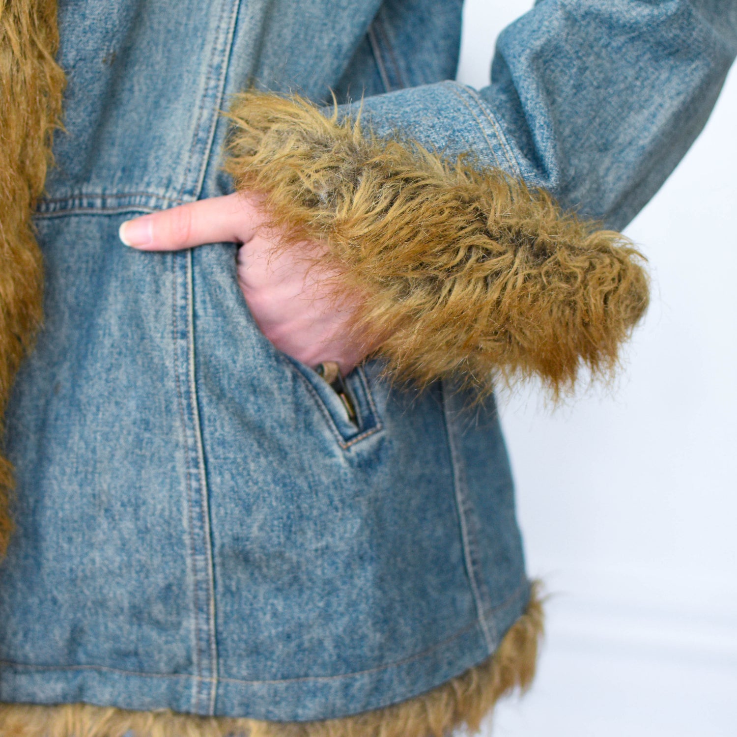 Vintage Y2K Mixit Faux Fur Denim Coat