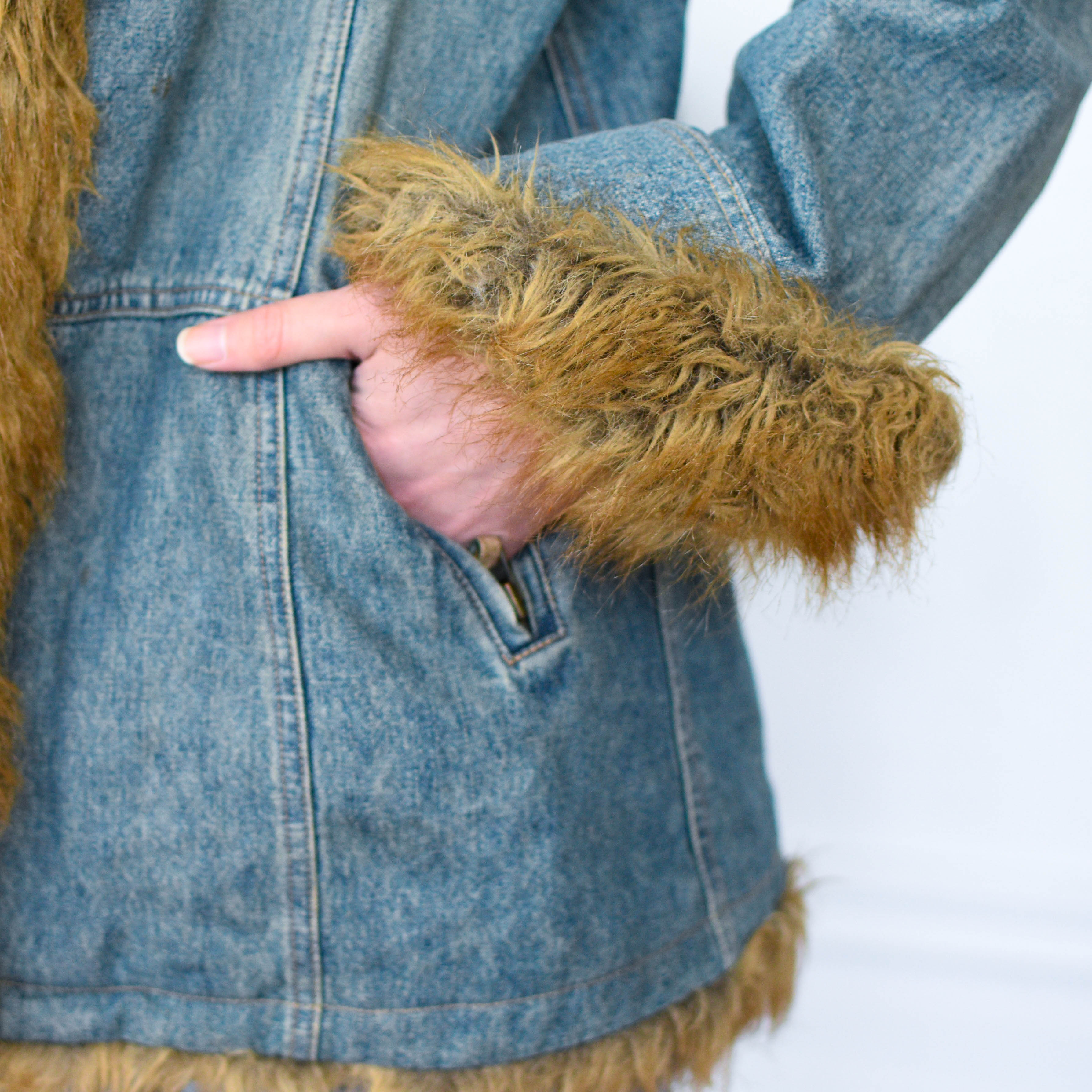Vintage Y2K Mixit Faux Fur Denim Coat