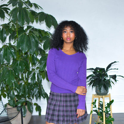 Y2k No Boundaries Purple Ribbed Femme Long Sleeve