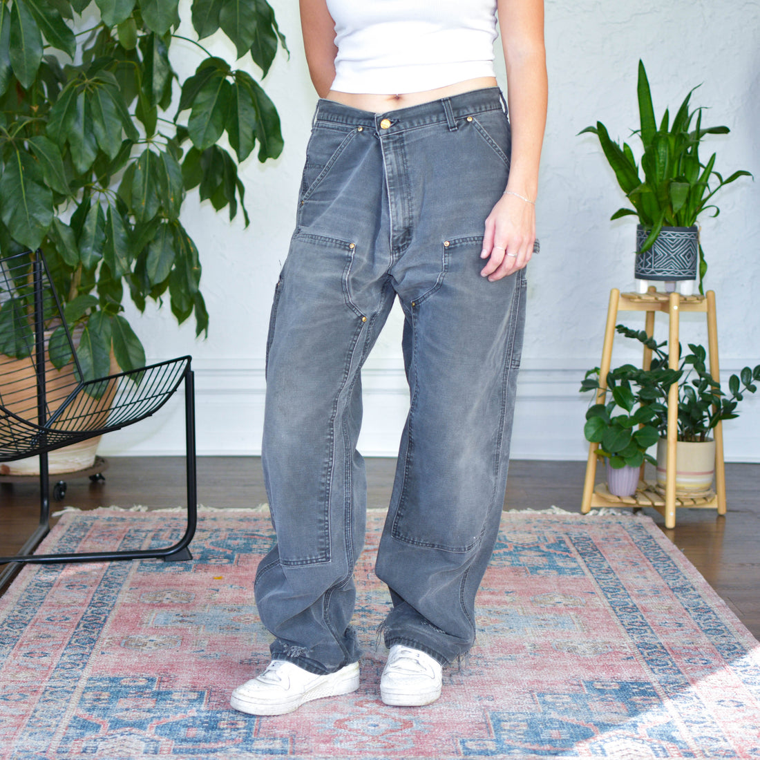 Vintage Carhartt Distressed Graphite Double Knee Work Pants