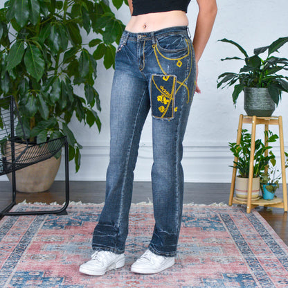 Y2k Akdmks Low Waisted Flare Jeans