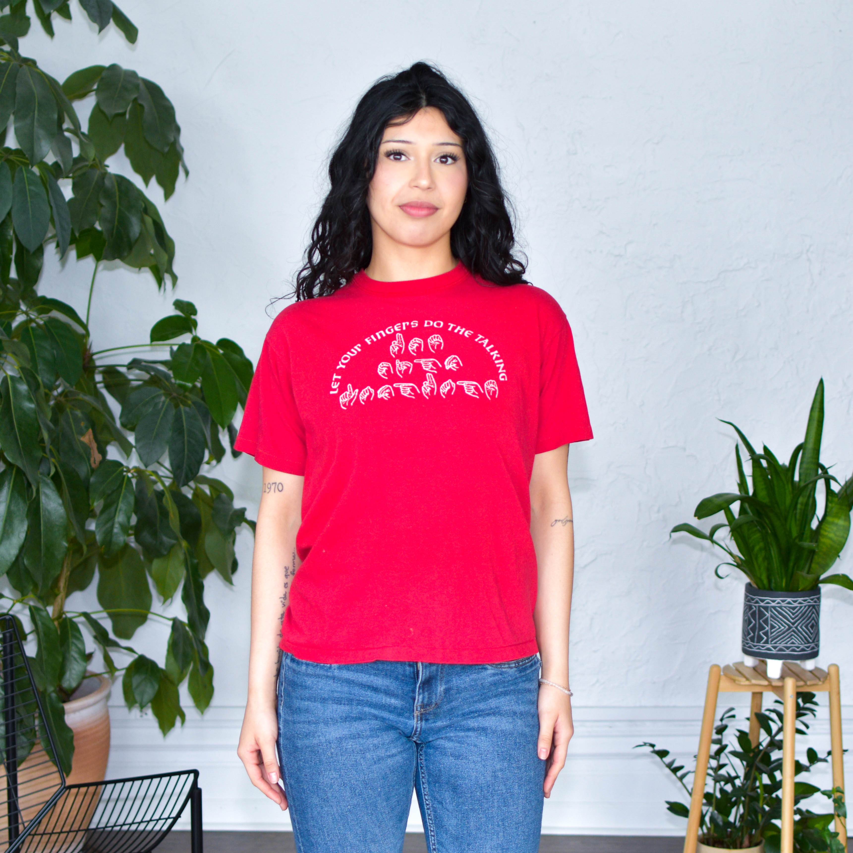 Vintage "Let Your Fingers Do the Talking" ASL Graphic T-Shirt
