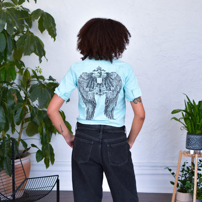 Y2K Winged Jaguars Pinstriped Button-up