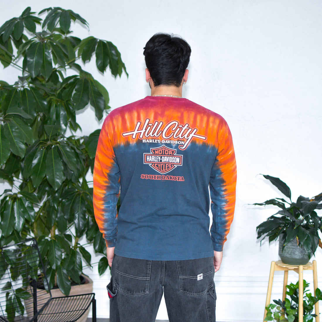 Vintage Harley Davidson Flame Graphic Long Sleeve T-Shirt