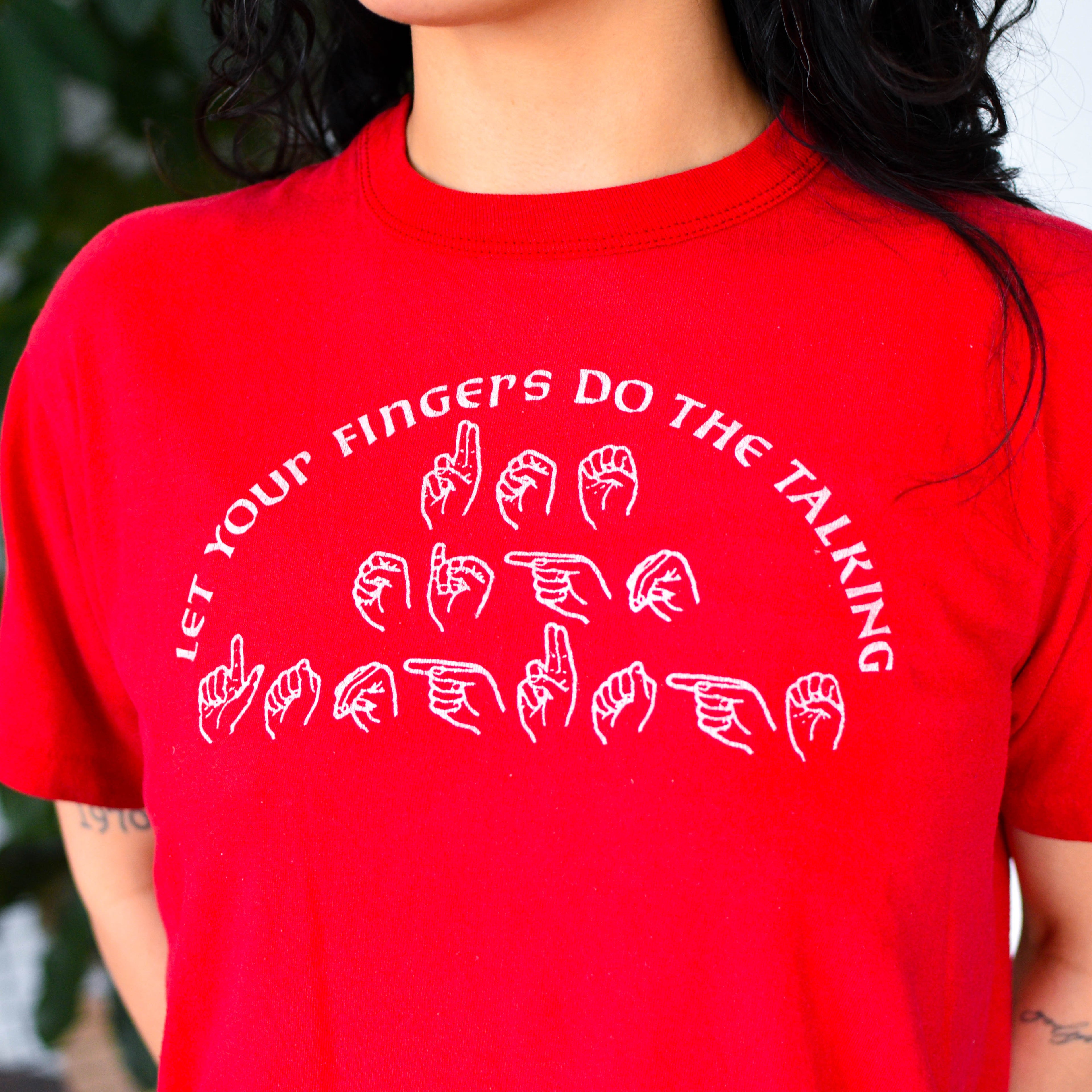 Vintage "Let Your Fingers Do the Talking" ASL Graphic T-Shirt