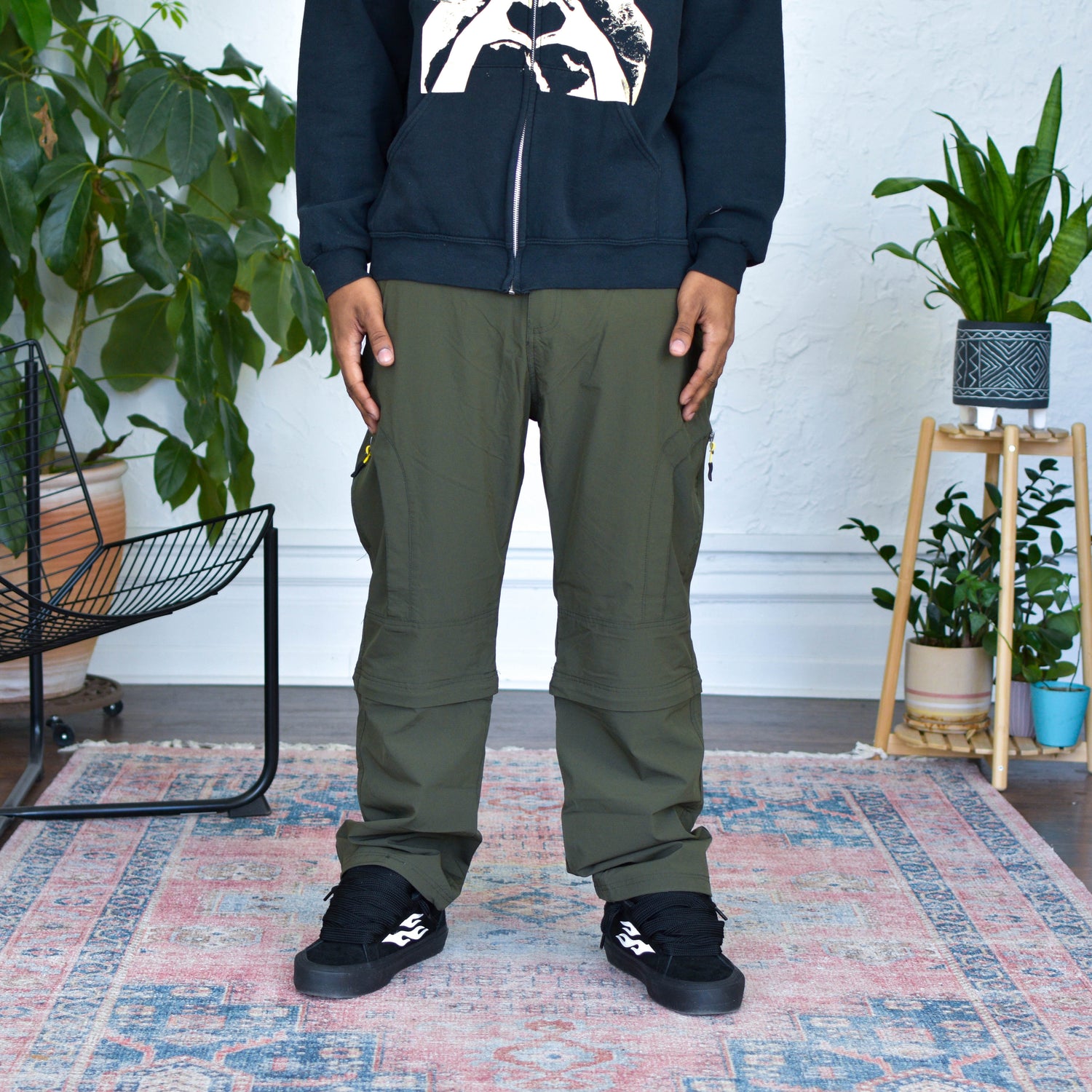 Y2K Olive Convertible Rip Stop Pants