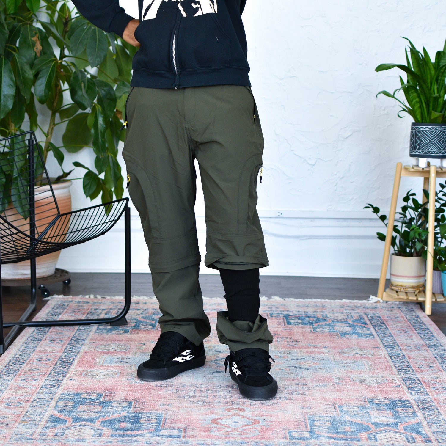 Y2K Olive Convertible Rip Stop Pants