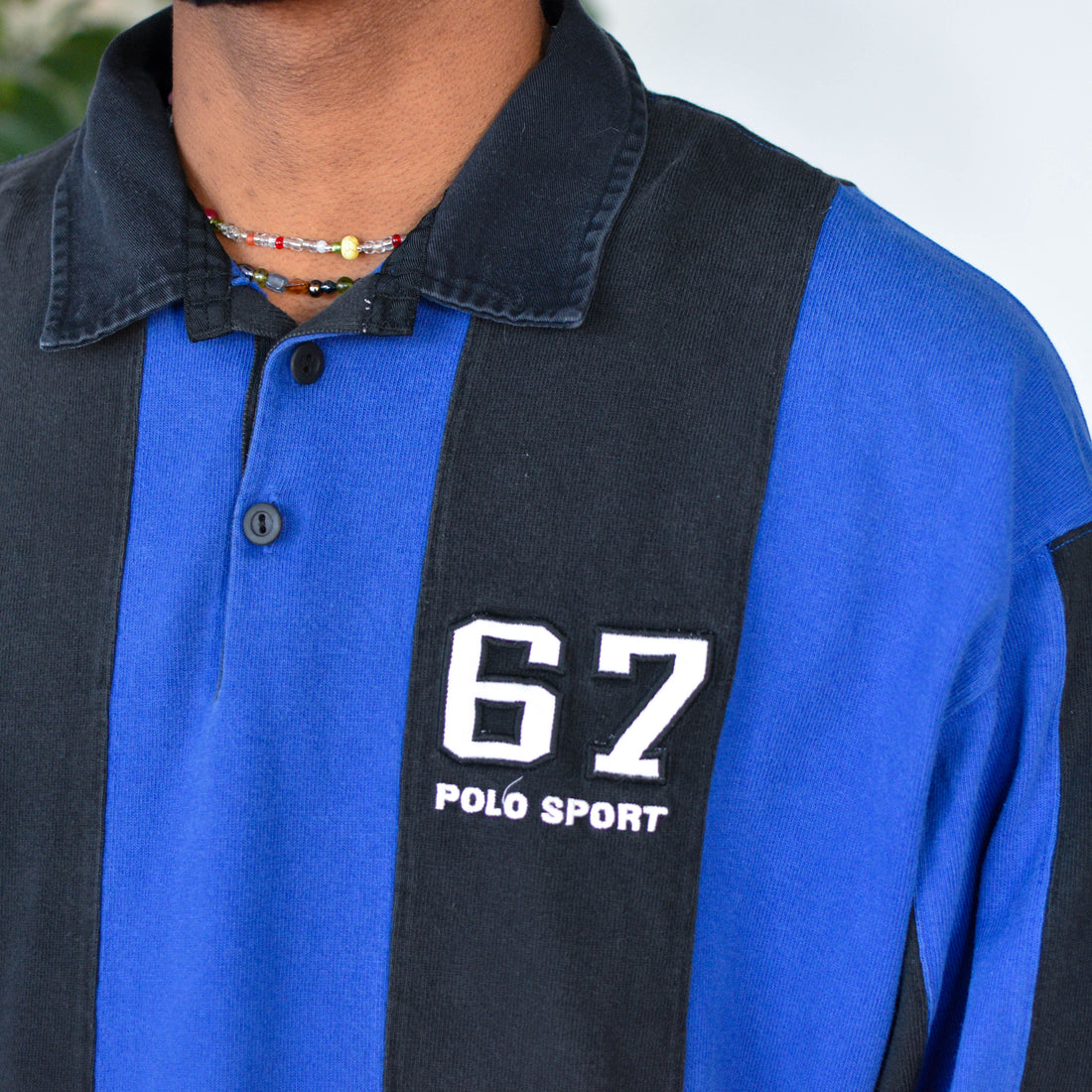 Vintage Polo Sport Black and Blue Rugby Shirt