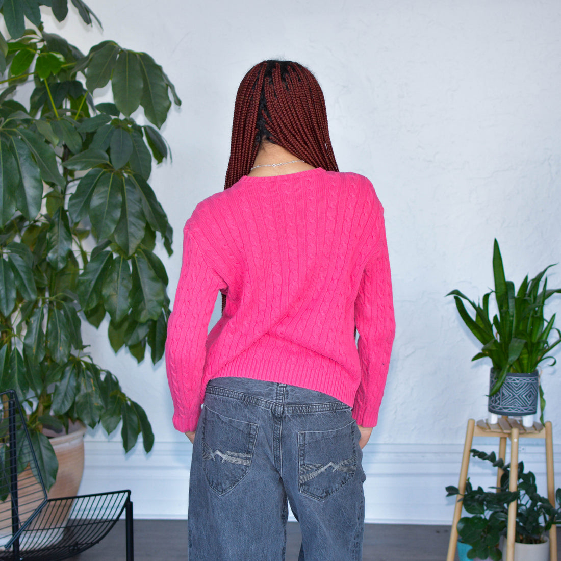 Y2K Ralph Lauren Hot Pink Cable Knit Sweater