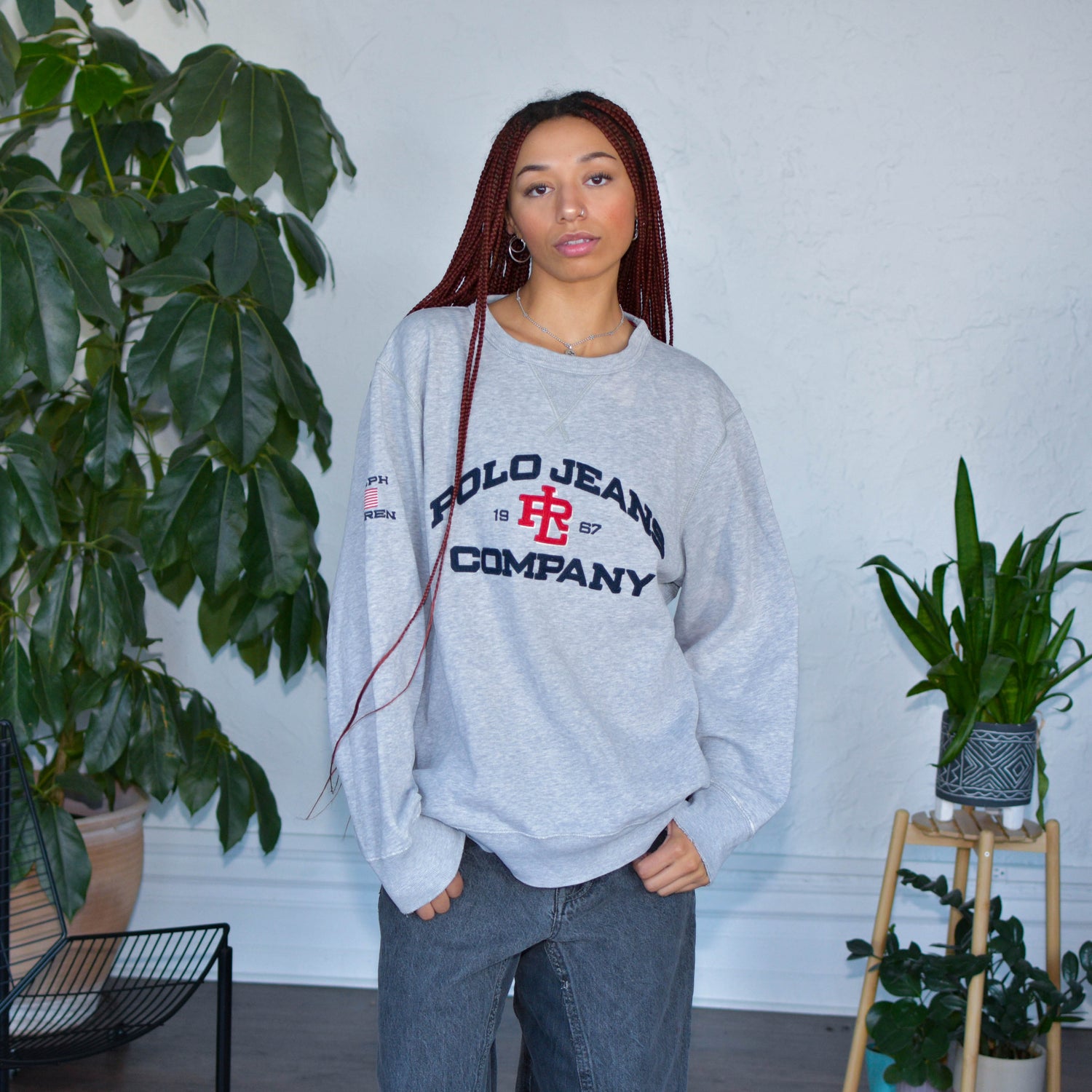 Vintage Polo Jeans Co. Signature Gray Crewneck