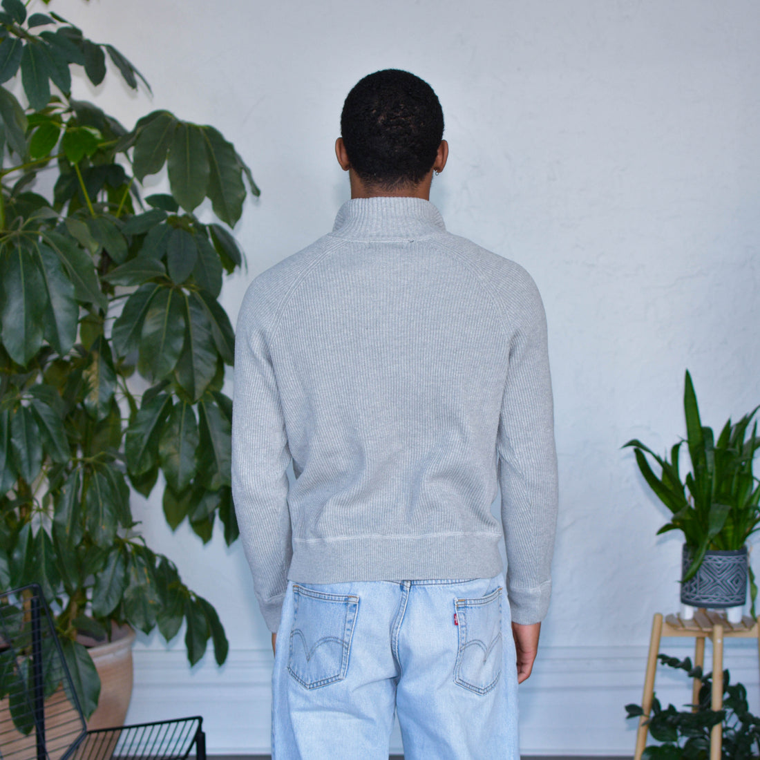 Vintage Polo Jeans Co. Grey Ribbed Quarter Zip Sweater