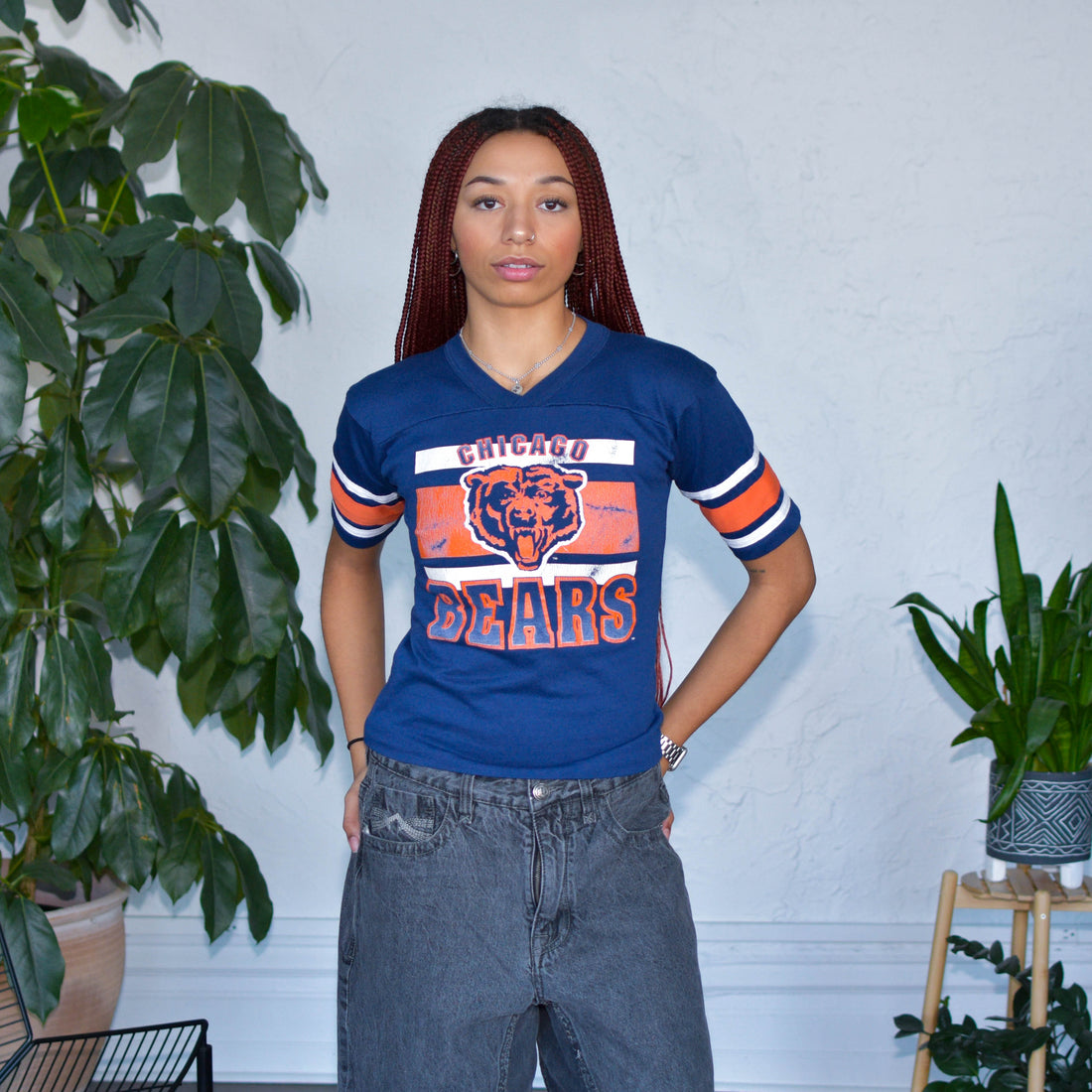 Vintage 80s Chicago Bears Half-Sleeve Graphic Shirt