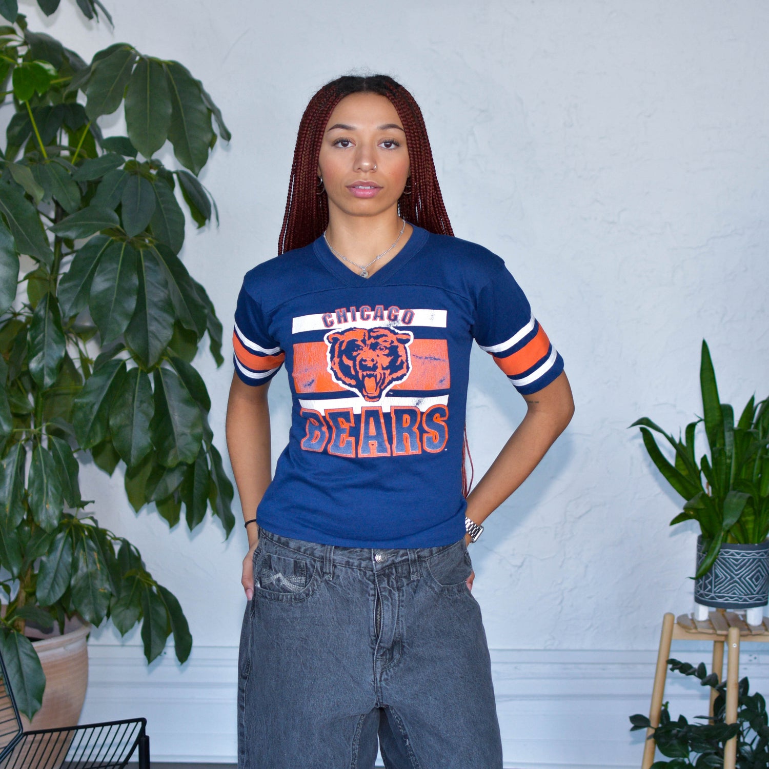 Vintage 80s Chicago Bears Half-Sleeve Graphic Shirt