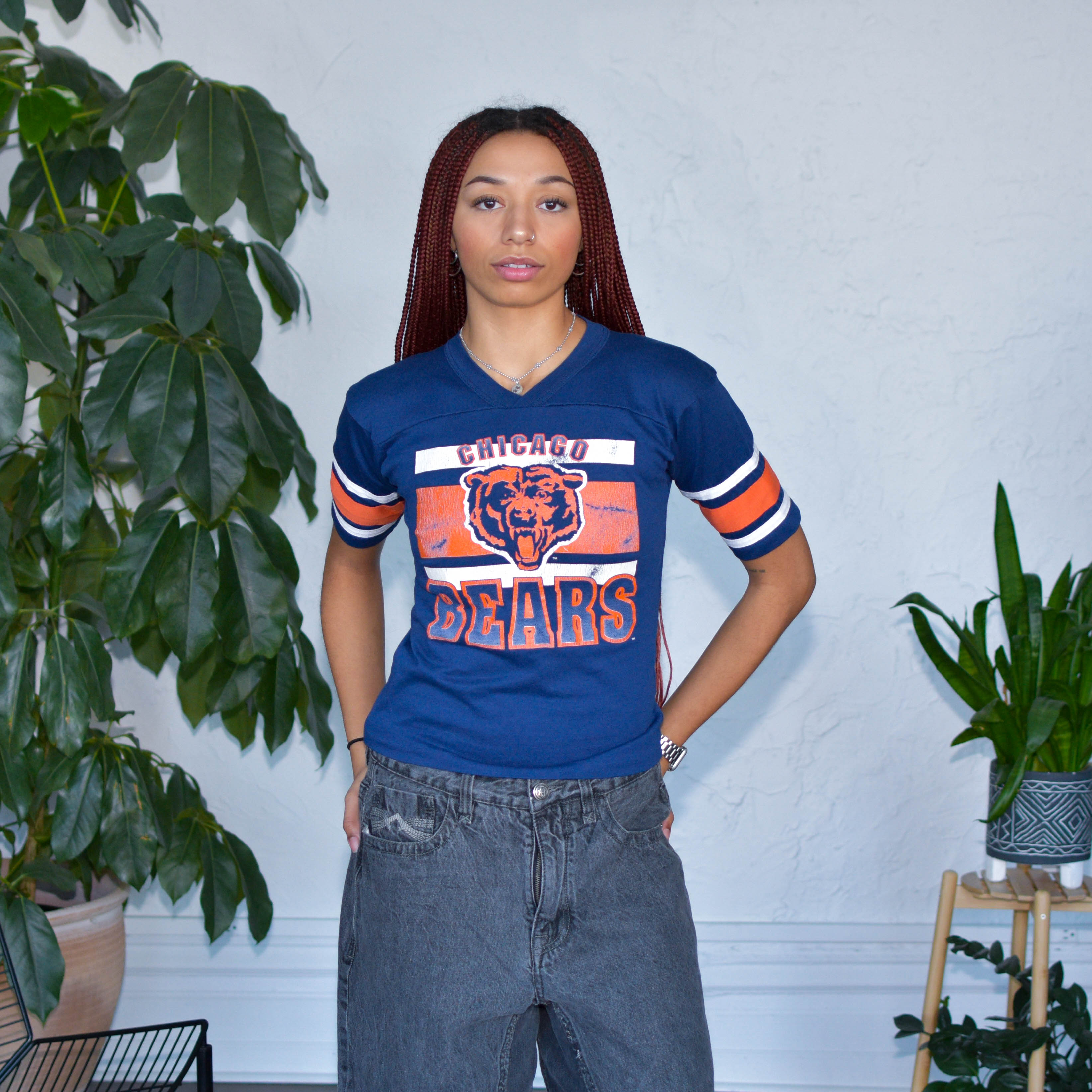 Vintage 80s Chicago Bears Half-Sleeve Graphic Shirt