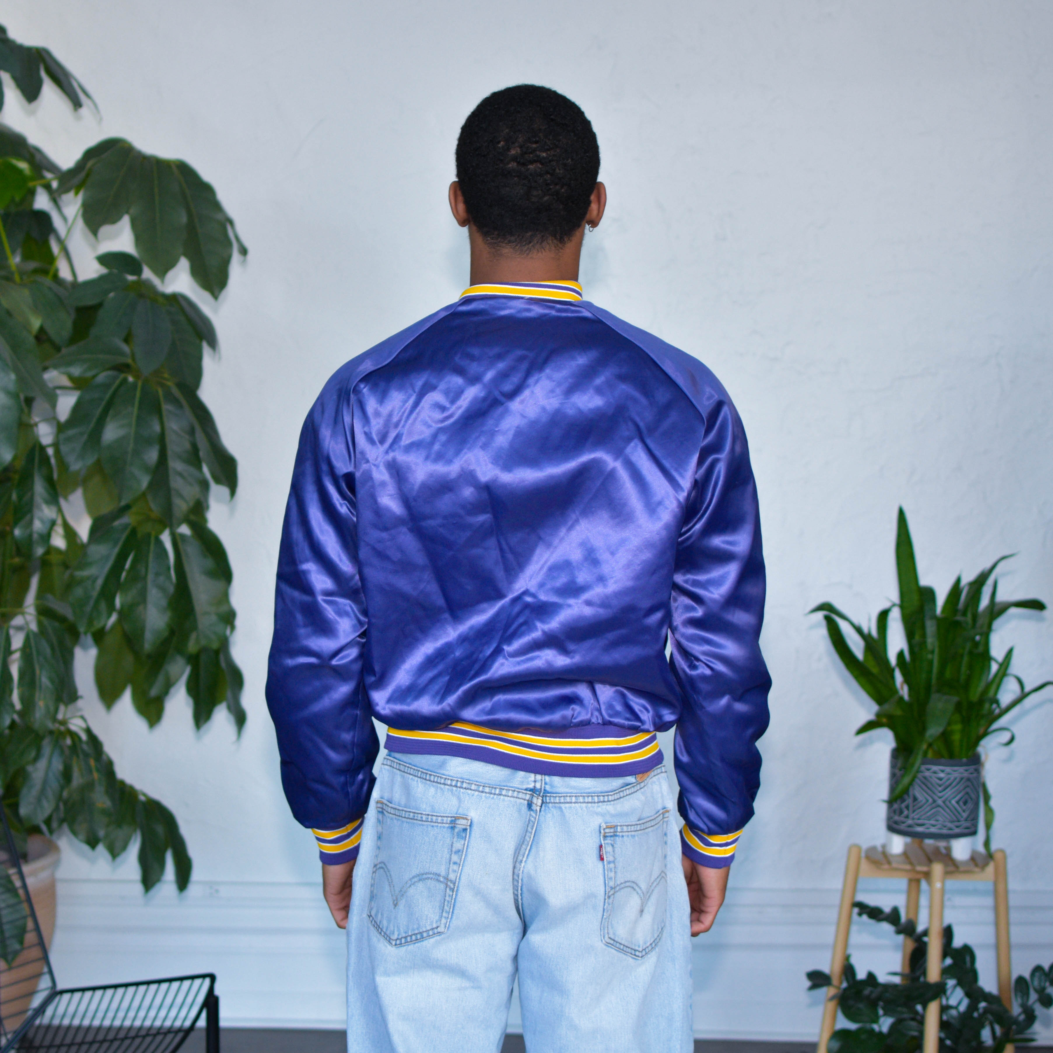 Vintage 80s Chalk Line Minnesota Vikings Satin Bomber Jacket