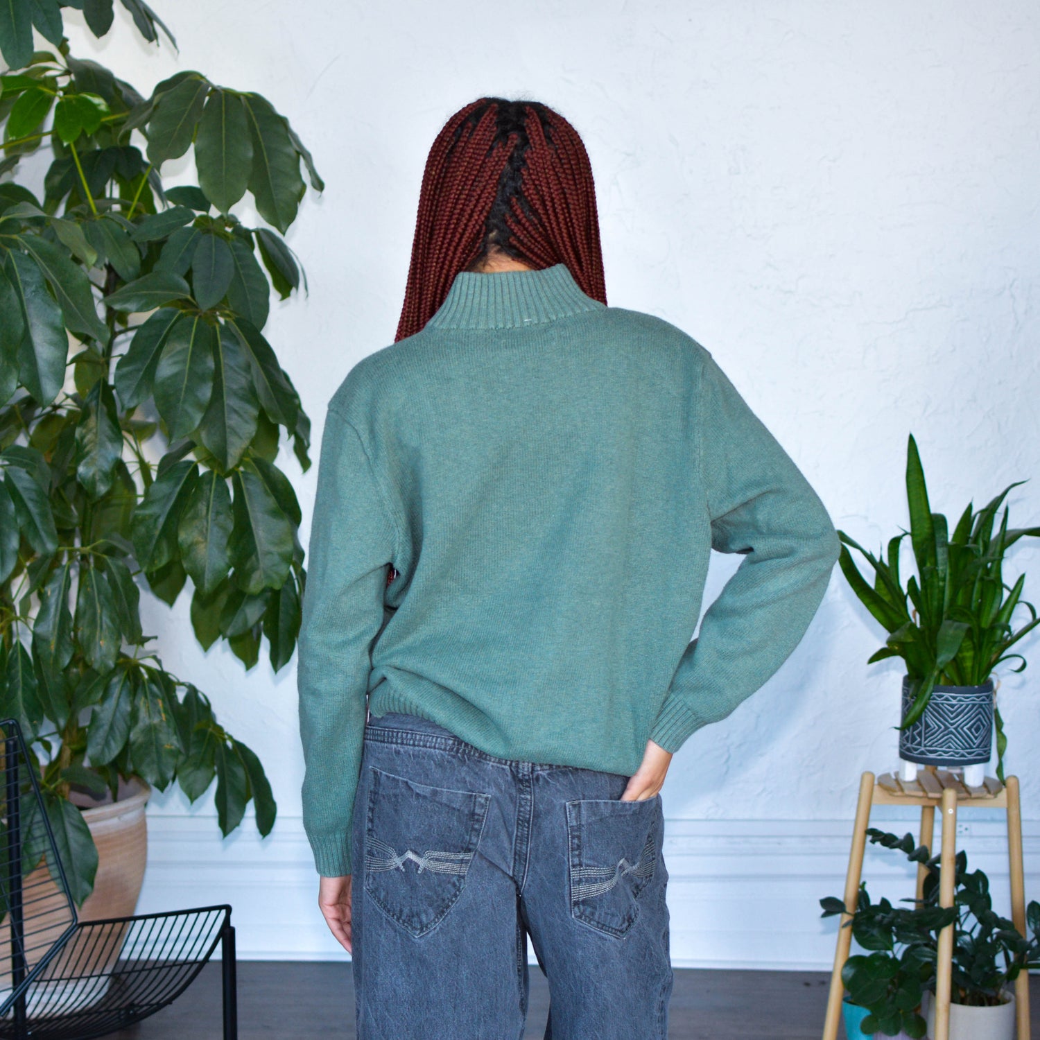 Y2K Polo Ralph Lauren Sea Moss Knit Quarter Zip Sweater