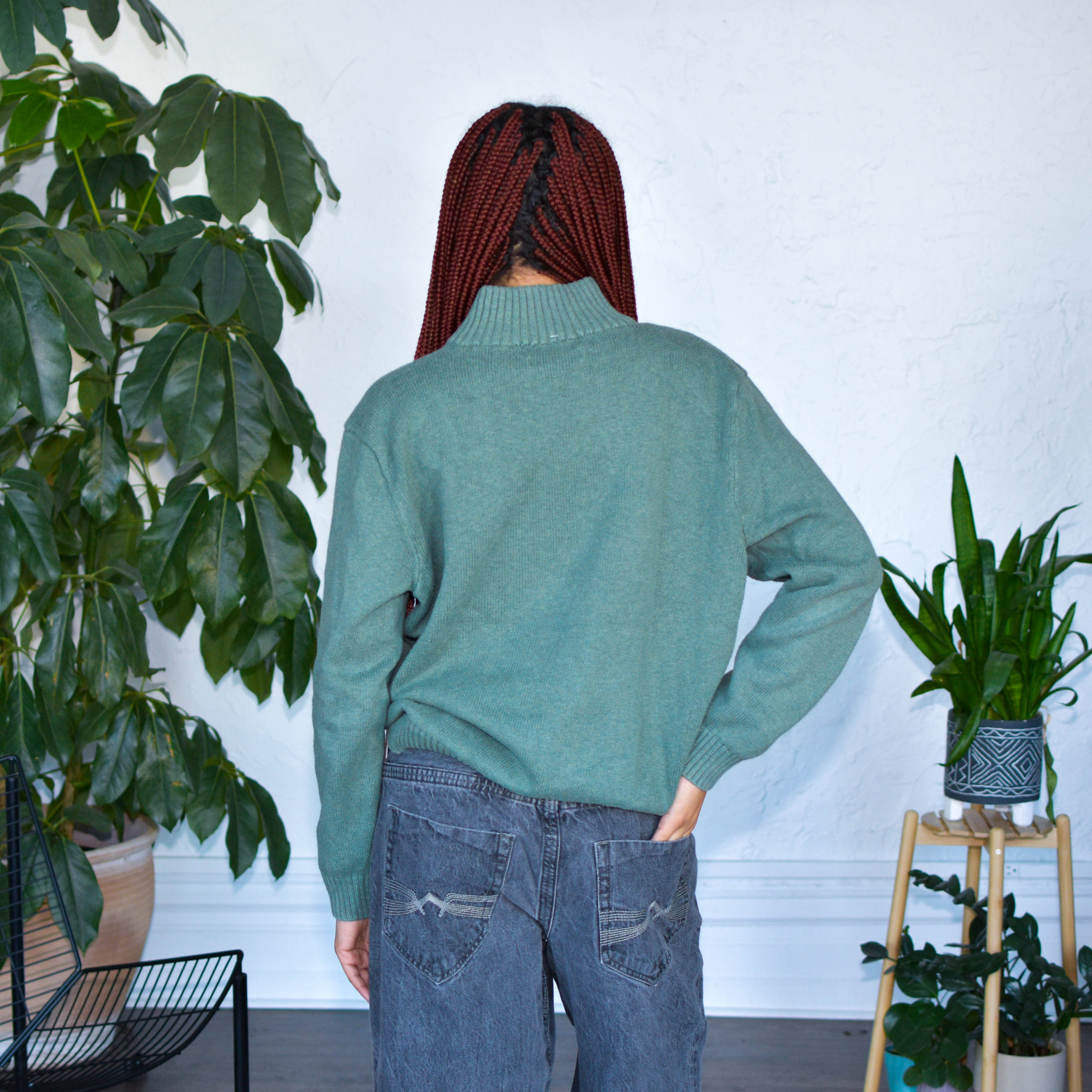 Y2K Polo Ralph Lauren Sea Moss Knit Quarter Zip Sweater