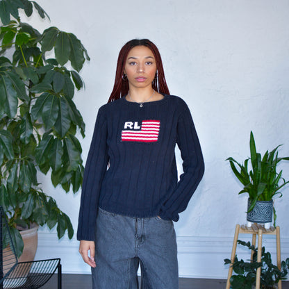 Y2K Polo Jeans Co by Ralph Lauren American Flag Knit Sweater