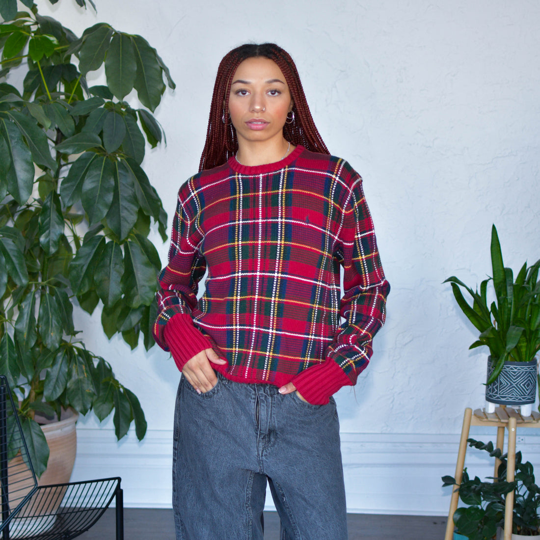 Y2K Polo Ralph Lauren Plaid Knit Sweater