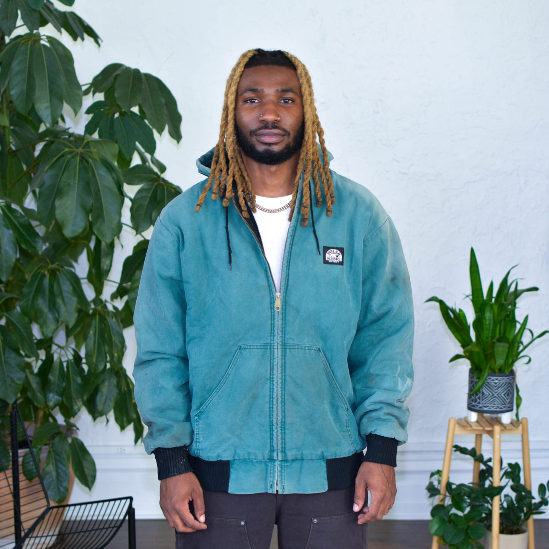 Vintage Distressed Polar King Green Quilted Work Jacket