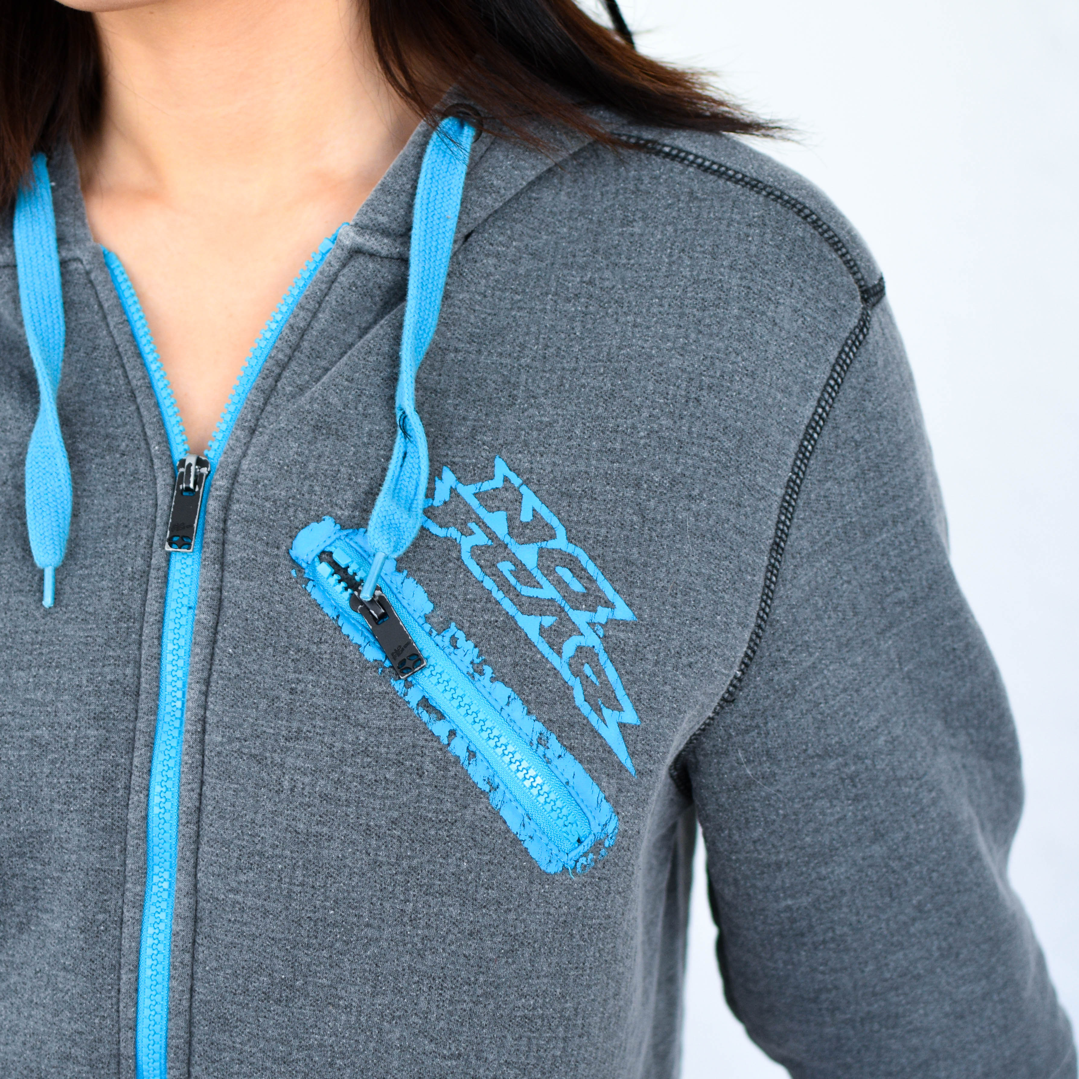 Y2K No Fear Fleece-Lined Zip-Up Hoodie