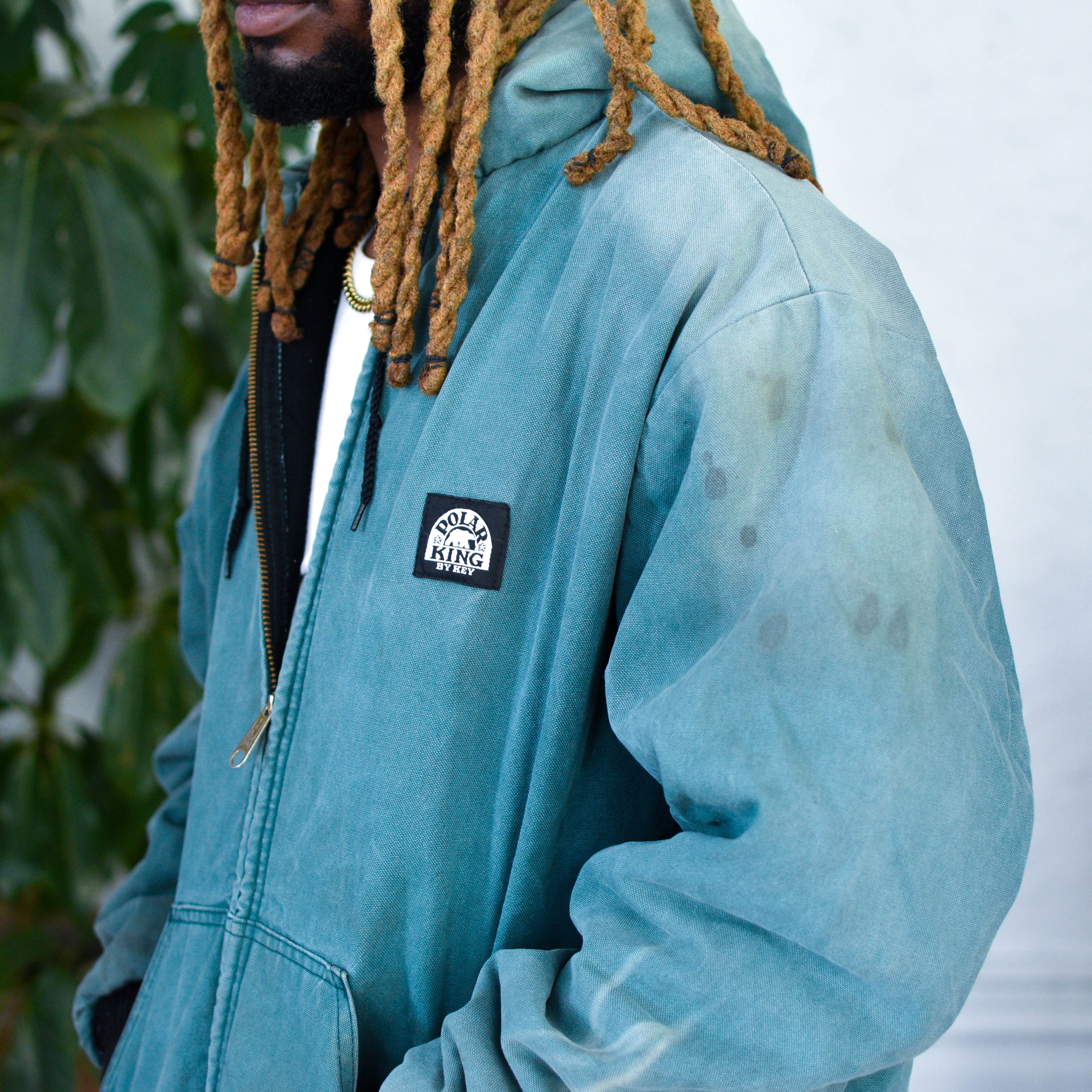 Vintage Distressed Polar King Green Quilted Work Jacket