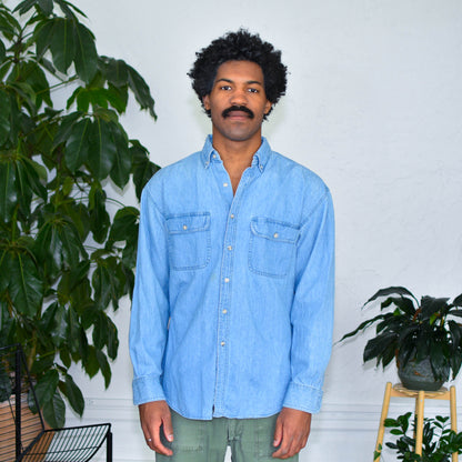 Vintage Campus Denim Lightweight Long Sleeve Button Up