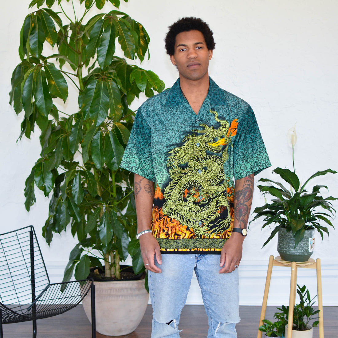 Y2k No Boundaries Dragon Button Up