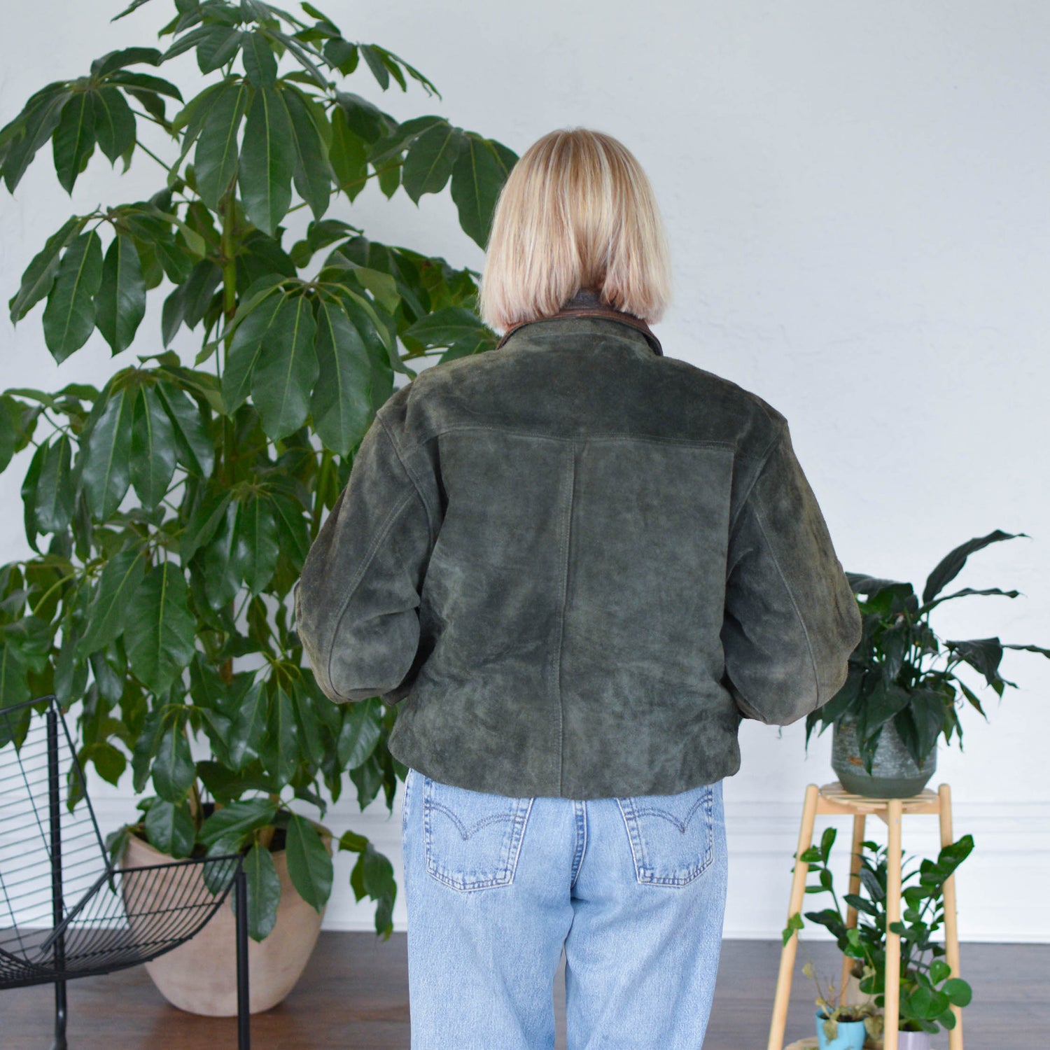 Vintage 90s Quilted Suede Leather Jacket