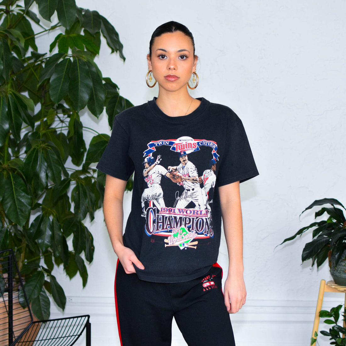 1991 Minnesota Twins Champions Black Graphic T-Shirt