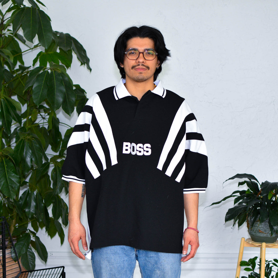 Vintage BOSS Jersey Style Polo Shirt
