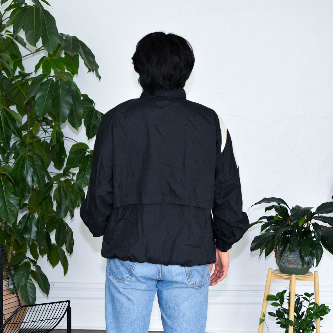 Vintage Reebok Black & White Zip Up Windbreaker