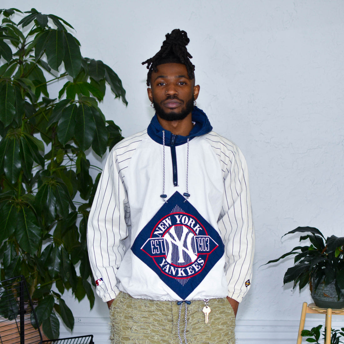 Vintage New York Yankees Half Zip Canvas Style Jacket