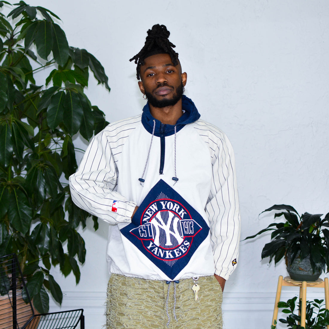 Vintage New York Yankees Half Zip Canvas Style Jacket