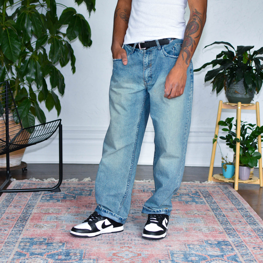 Y2k Faded Wash Baggy Jeans