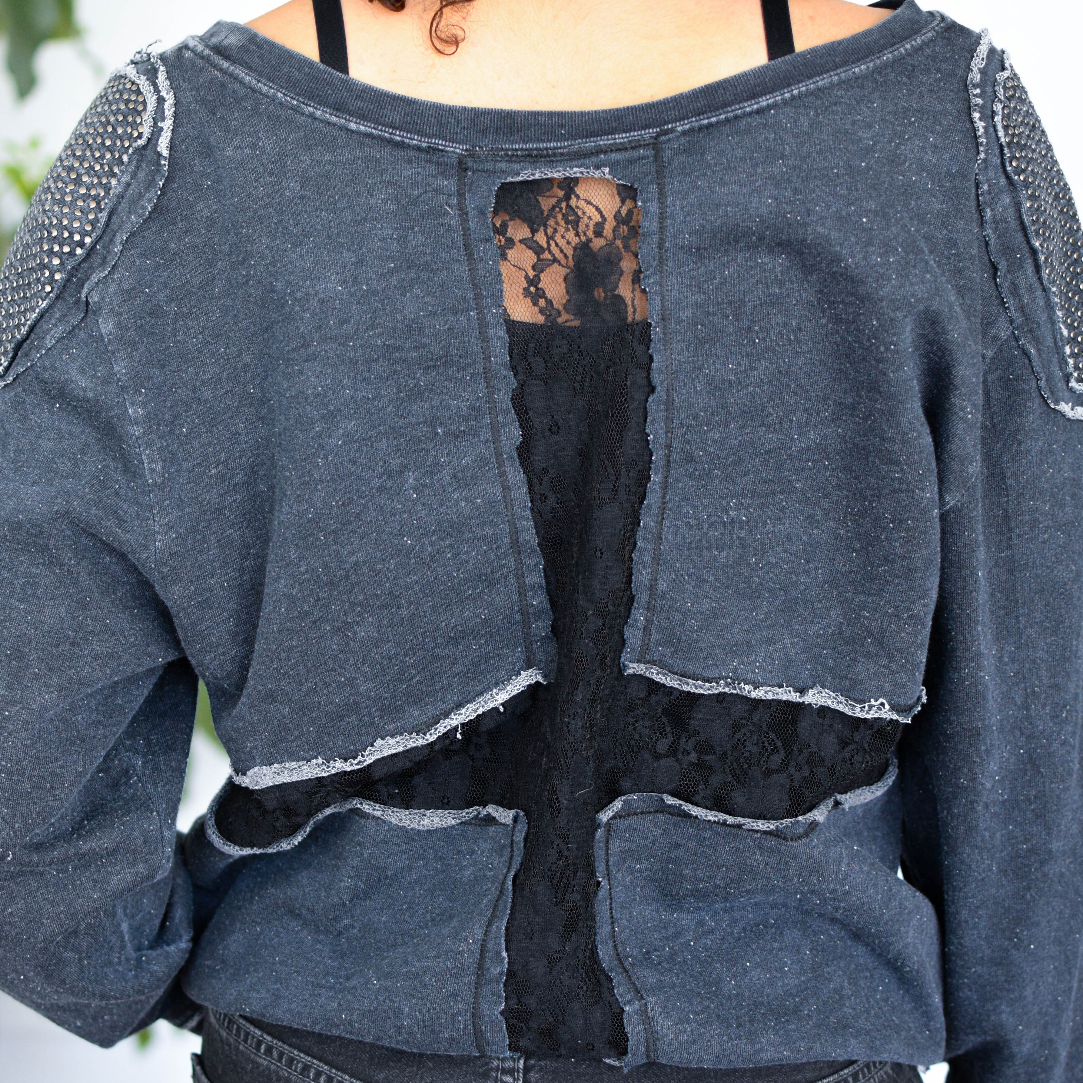 Y2K Affliction Distressed Sheer Crewneck