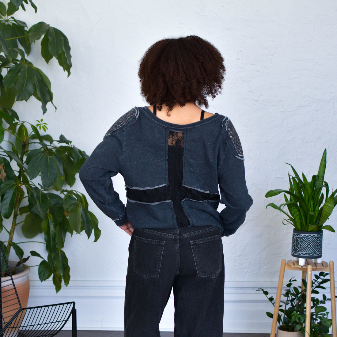 Y2K Affliction Distressed Sheer Crewneck