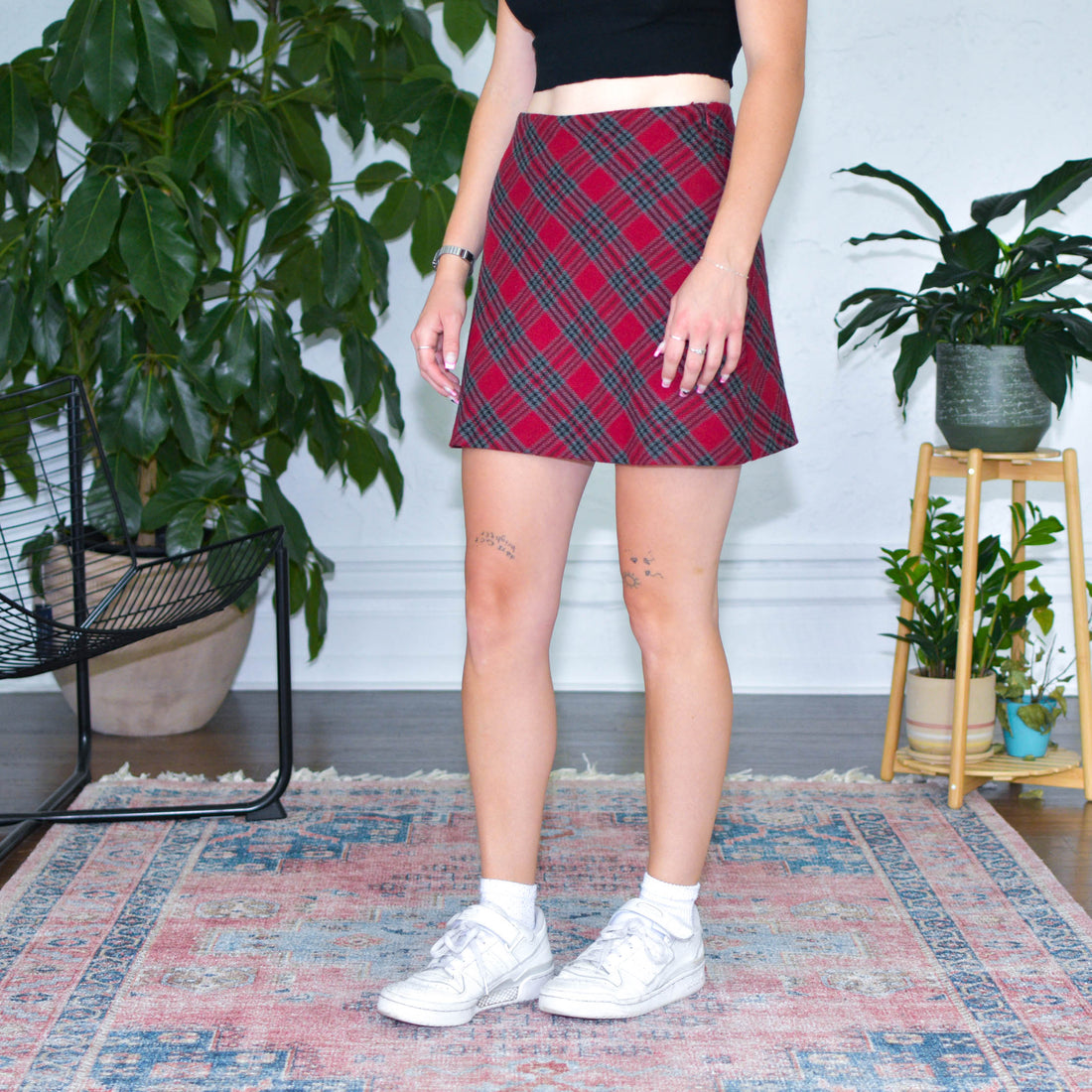 Vintage Red Plaid Mini Skirt