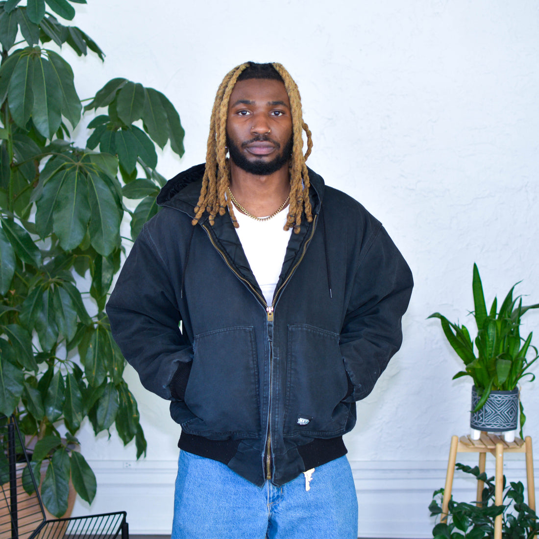 Vintage Key Apparel Black Quilted Work Jacket