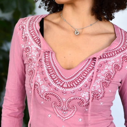 Y2K Pink Anxiety Beaded Blouse