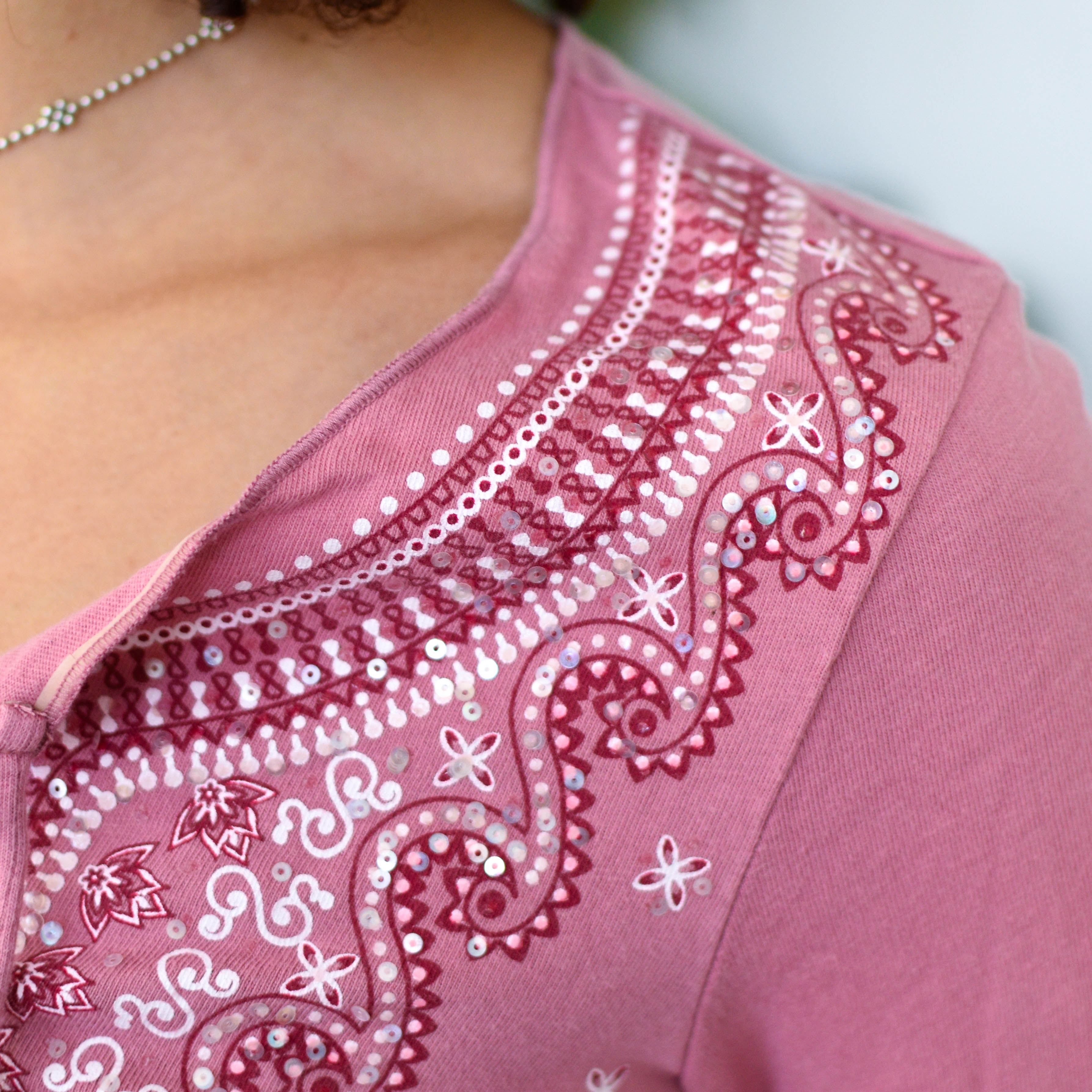 Y2K Pink Anxiety Beaded Blouse